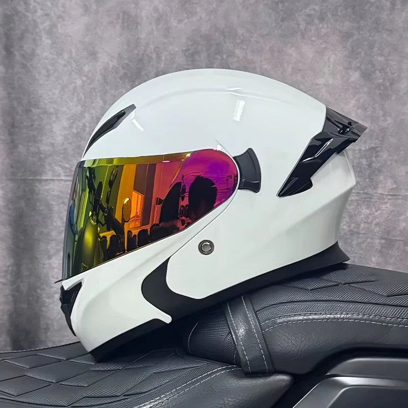 Flip-Up Motorcycle Helmet with Dual Sun Visor - Professional Protective Gear for Men & Women (DOT Approved)