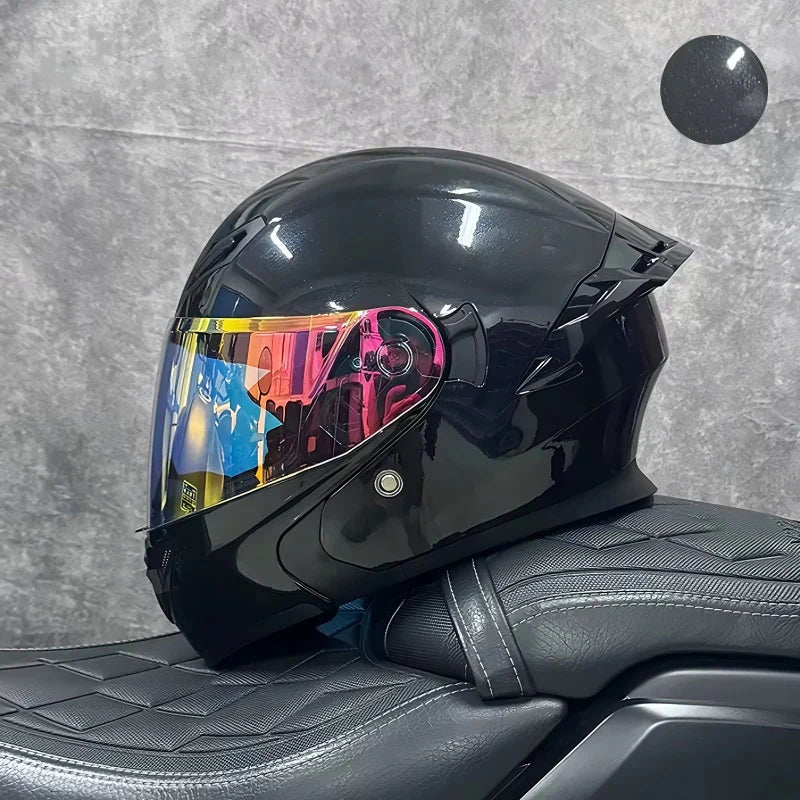 Flip-Up Motorcycle Helmet with Dual Sun Visor - Professional Protective Gear for Men & Women (DOT Approved)