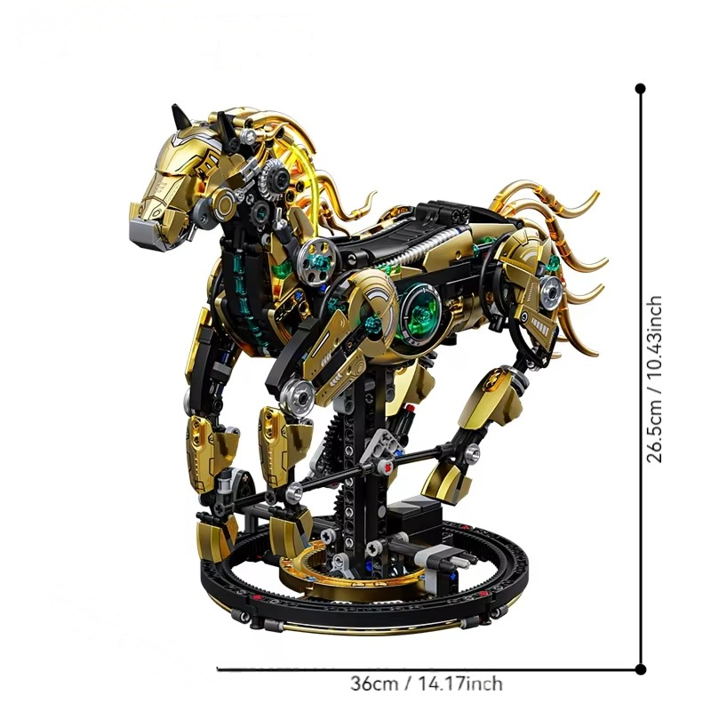 Desktrim™ | Mechanical Stealth Stallion Premium Golden Armored Building Kit