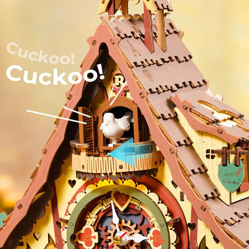 Desktrim™ | Woodland Cuckoo Clock 3D Wooden Puzzle Kit with LED Lights