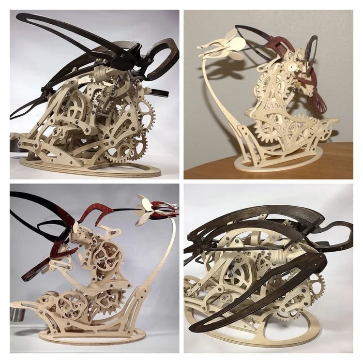 Desktrim™ | Kinetic Hummingbird Sculpture - 3D Wooden Mechanical Puzzle Kit