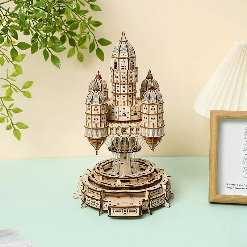 Desktrim™ | Celestia Castle Illuminated Musical 3D Wooden Puzzle