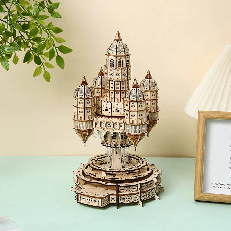 Desktrim™ | Celestia Castle Illuminated Musical 3D Wooden Puzzle