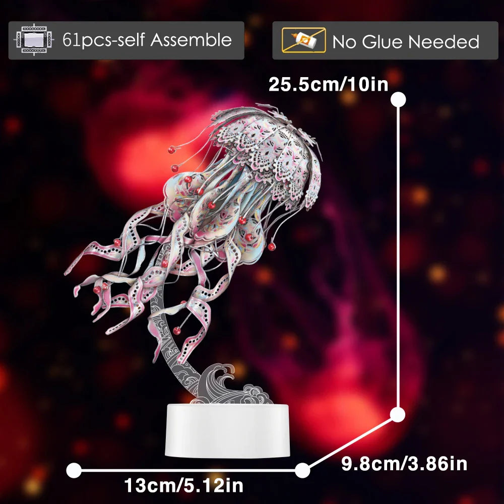 Desktrim™ | 3D Metal Puzzle Jellyfish Kit - 61 Piece Stainless Steel DIY Assembly Model Building Set for Adults