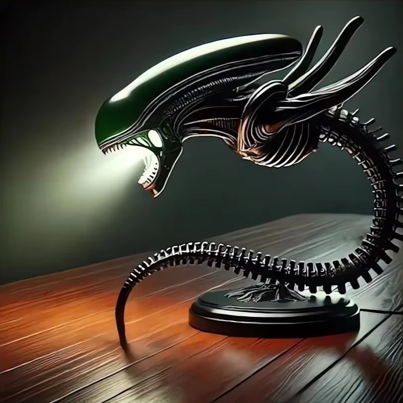 Unique Alien Creature Lamp Stand – Resin Decorative Figurine for Modern Bedroom & Home Decor