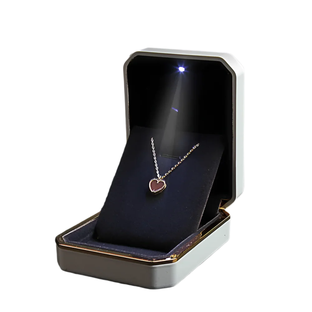LED Jewelry Ring Box Luxury Velvet Rubber Necklace Pendant Gifts Display With Light For Proposal Engagement Wedding Case