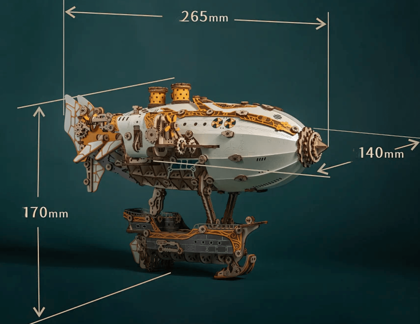 Desktrim™ | Steampunk Navigator Airship 3D Wooden Puzzle Kit