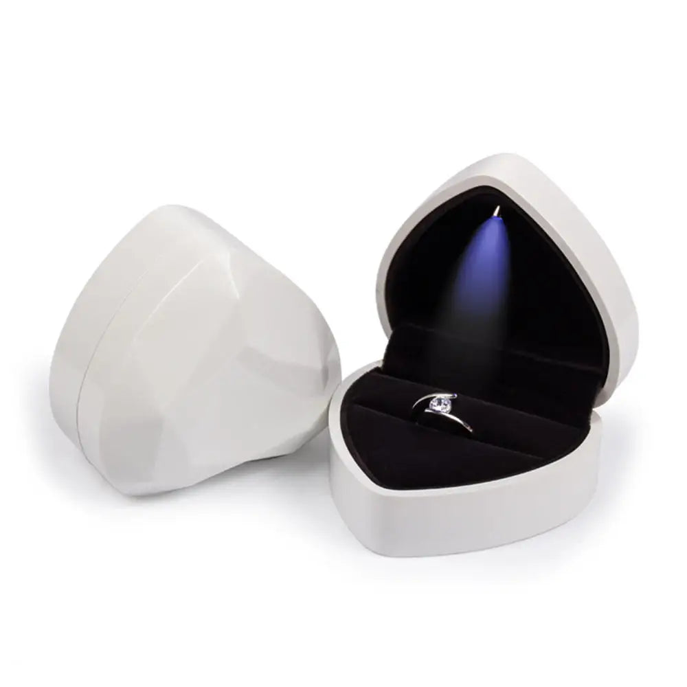LED Jewelry Ring Box Luxury Velvet Rubber Necklace Pendant Gifts Display With Light For Proposal Engagement Wedding Case