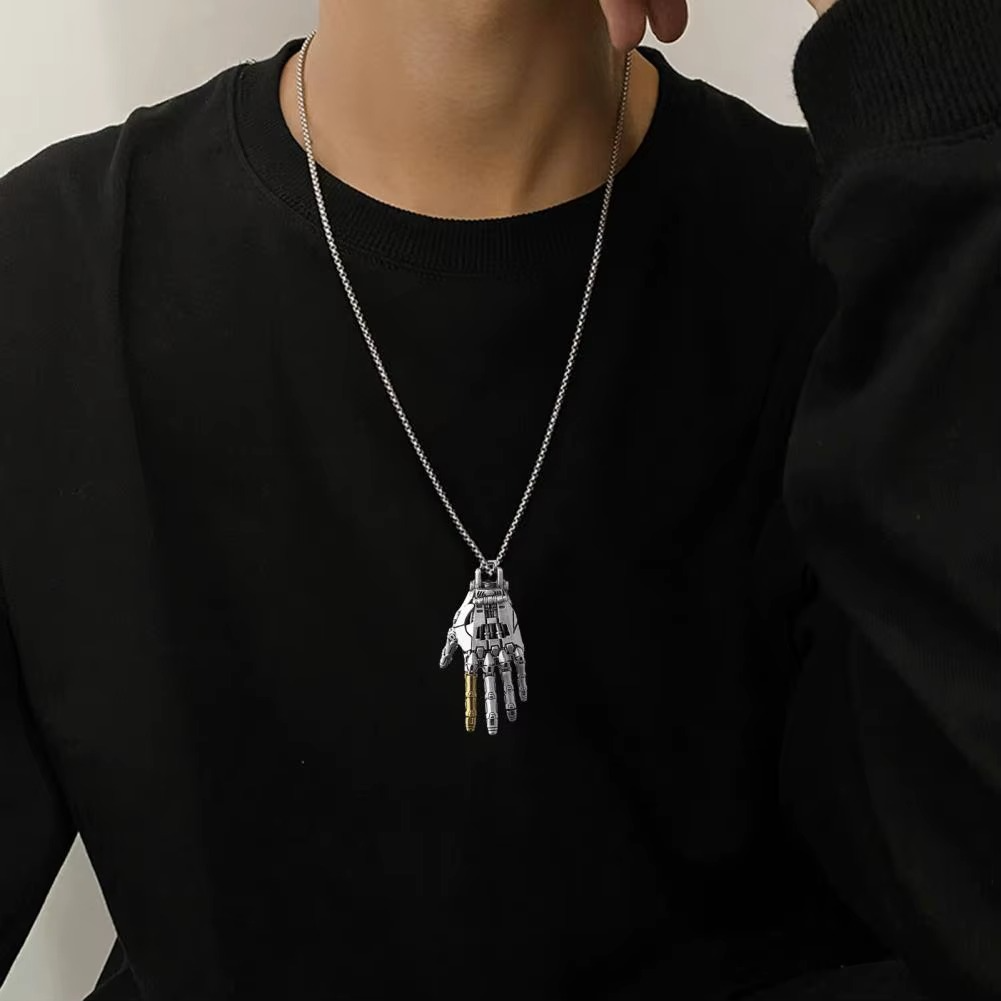 Desktrim™ | Cybernetic Hand Pendant - Articulated Steampunk Jewelry with Movable Joints