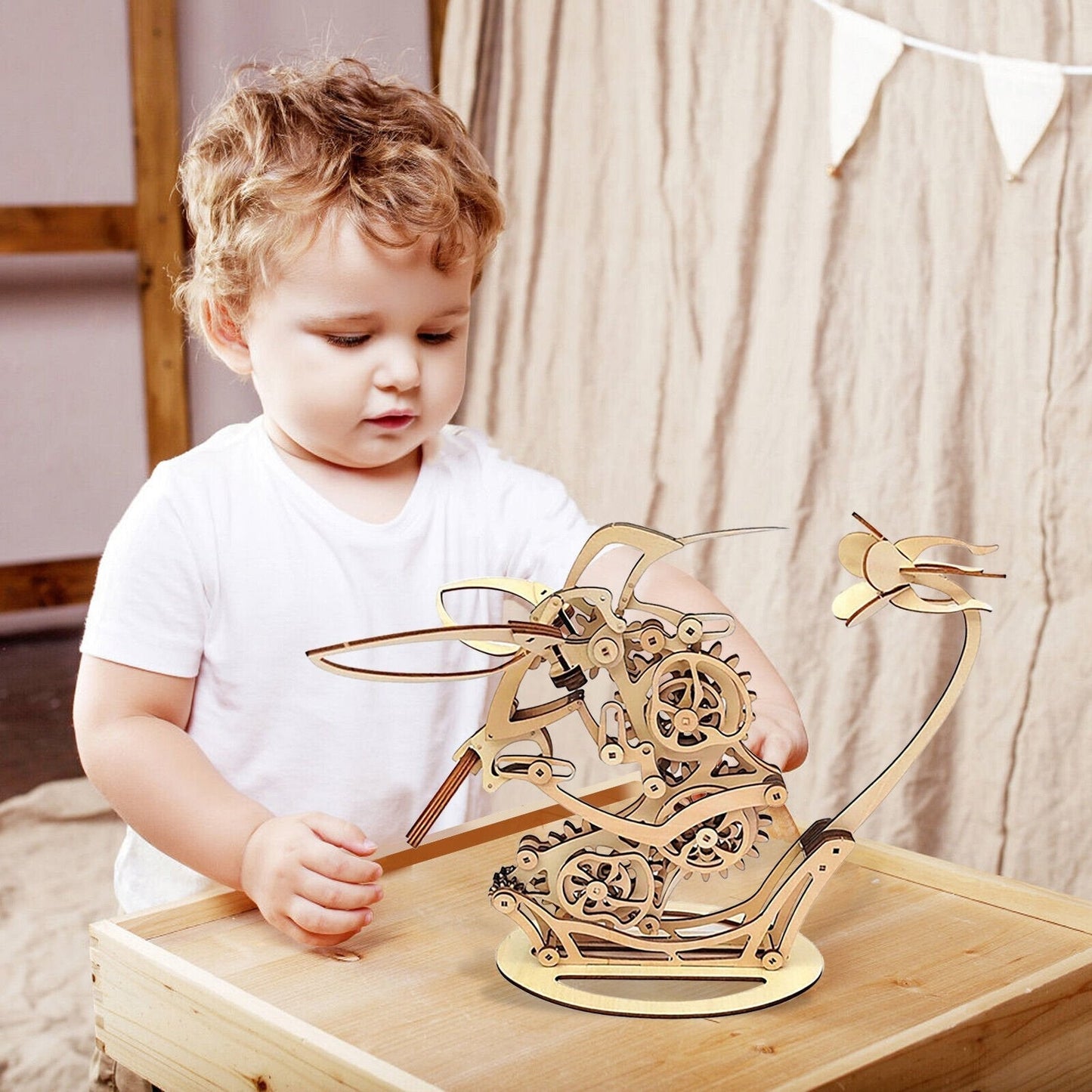 Desktrim™ | Kinetic Hummingbird Sculpture - 3D Wooden Mechanical Puzzle Kit