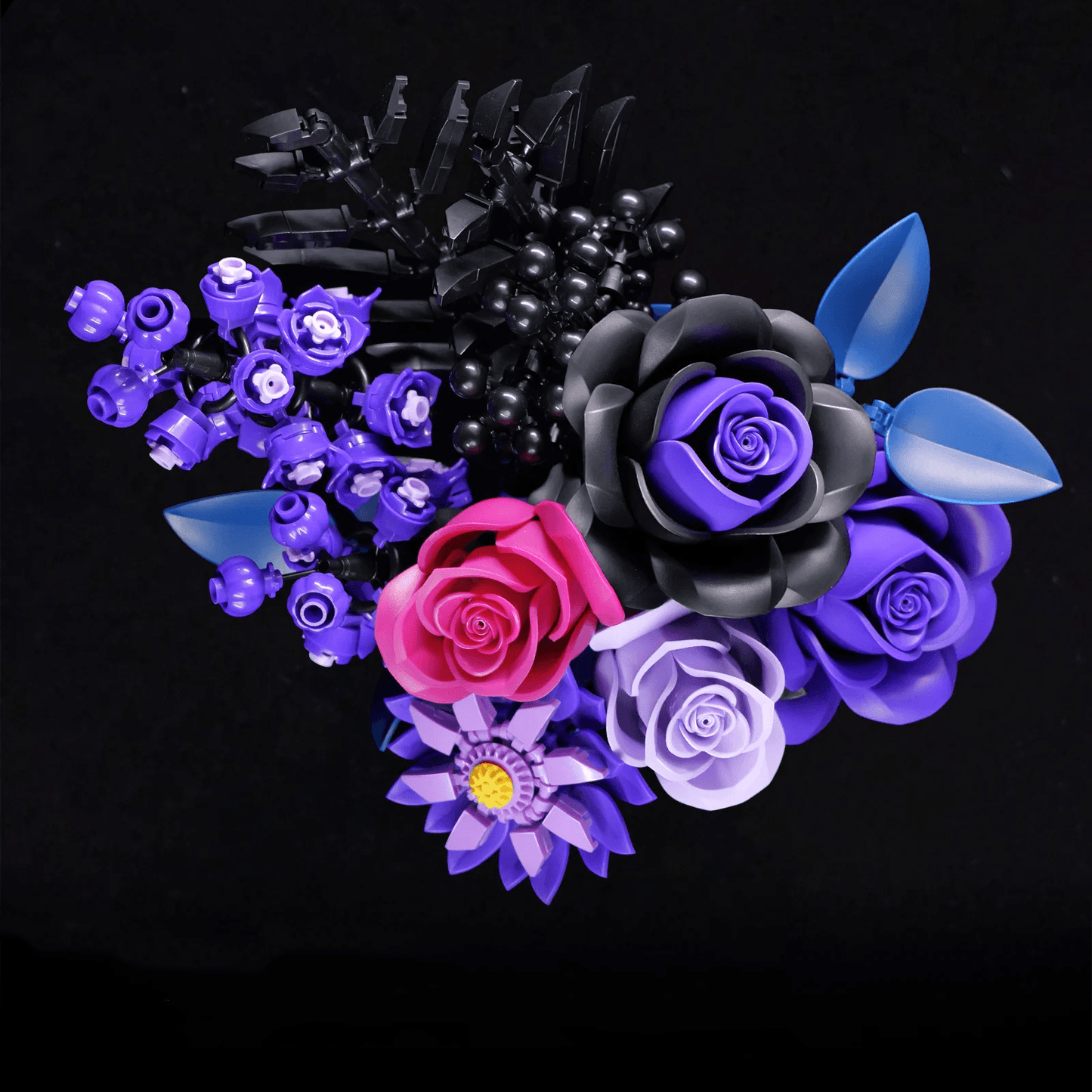 Desktrim™ | Purple Rose Bouquet Building Blocks Set