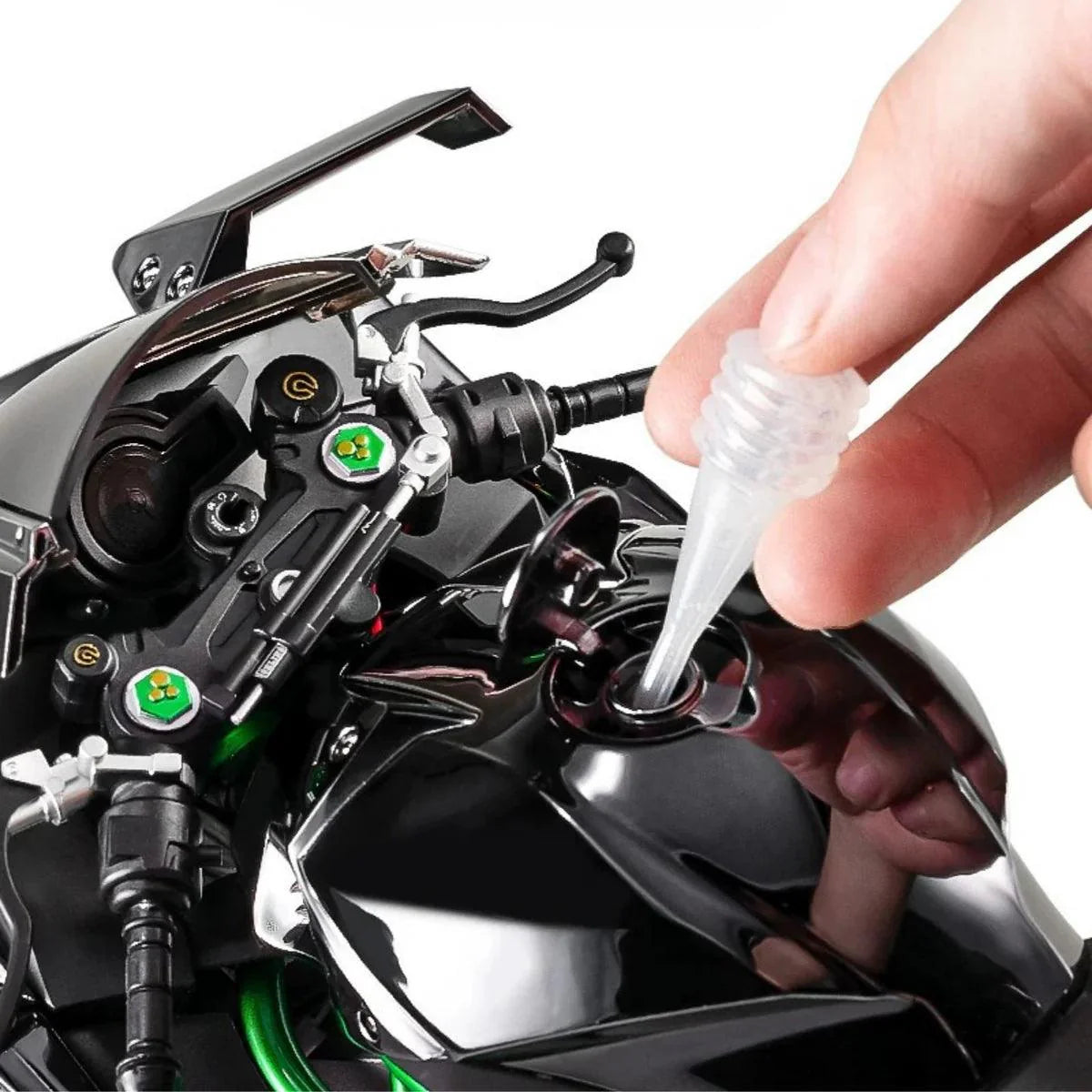 Desktrim™ Premium Ninja H2R RC Motorcycle 1:6 Scale with Realistic Engine Start, Sound & Smoke Effects