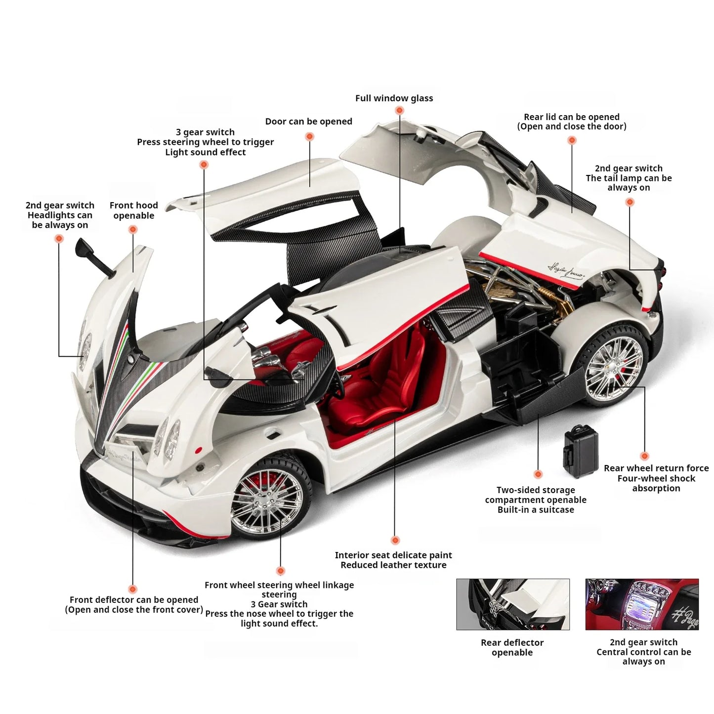 1:18 Pagani Huayra Toy Model Car Diecast Alloy Sport Cars - High precision restoration of details - Boy's birthday gift