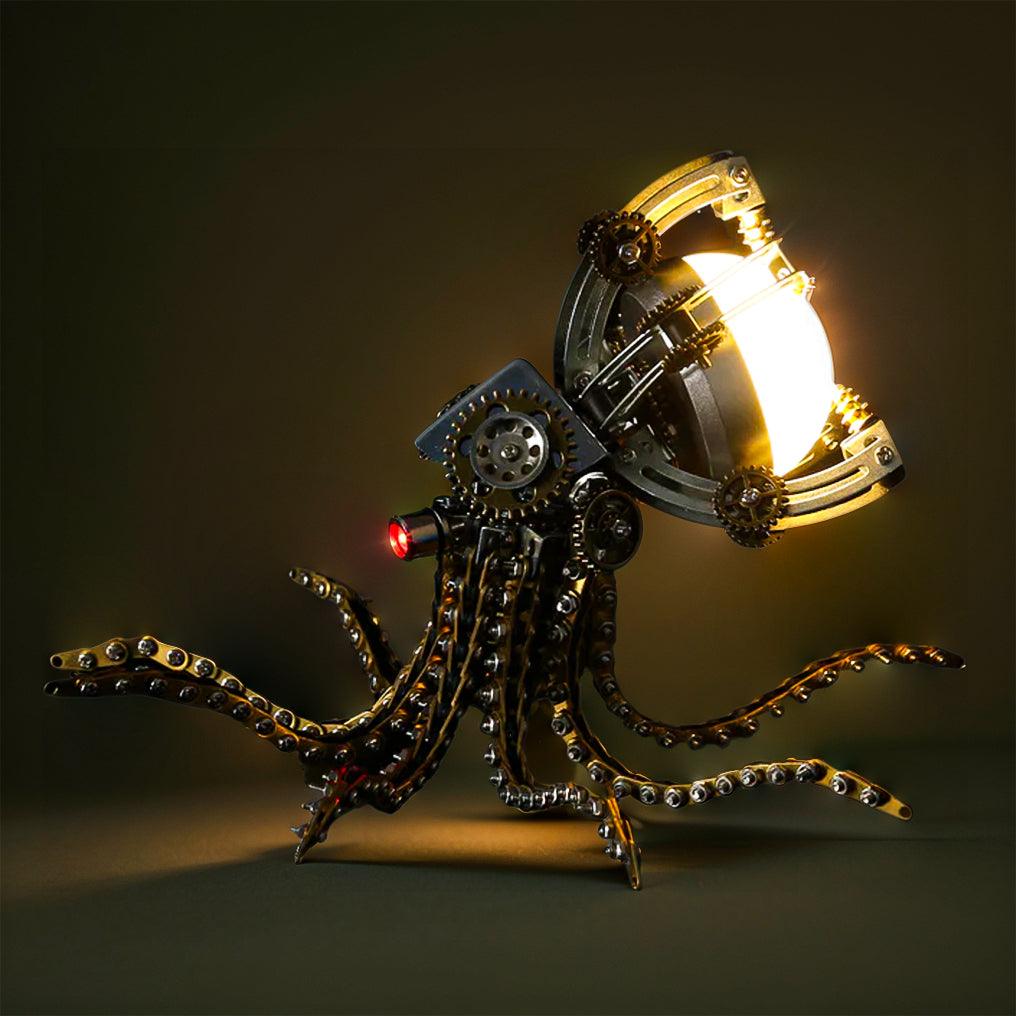 Desktrim™ | DIY 3D Metal Steampunk Galaxy Craft Puzzle Mechanical Octopus with Desk Lamp Model-1060PCS