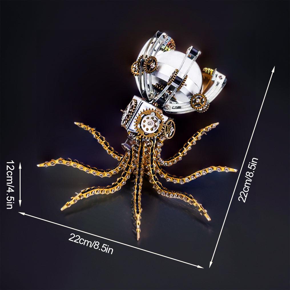 Desktrim™ | DIY 3D Metal Steampunk Galaxy Craft Puzzle Mechanical Octopus with Desk Lamp Model-1060PCS