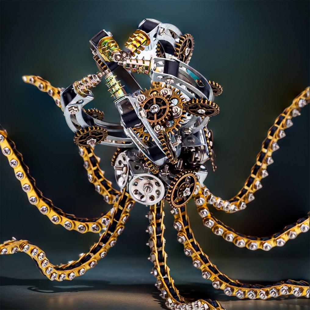 Desktrim™ | DIY 3D Metal Steampunk Galaxy Craft Puzzle Mechanical Octopus with Desk Lamp Model-1060PCS