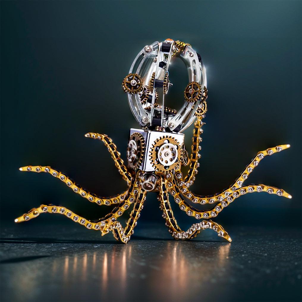 Desktrim™ | DIY 3D Metal Steampunk Galaxy Craft Puzzle Mechanical Octopus with Desk Lamp Model-1060PCS