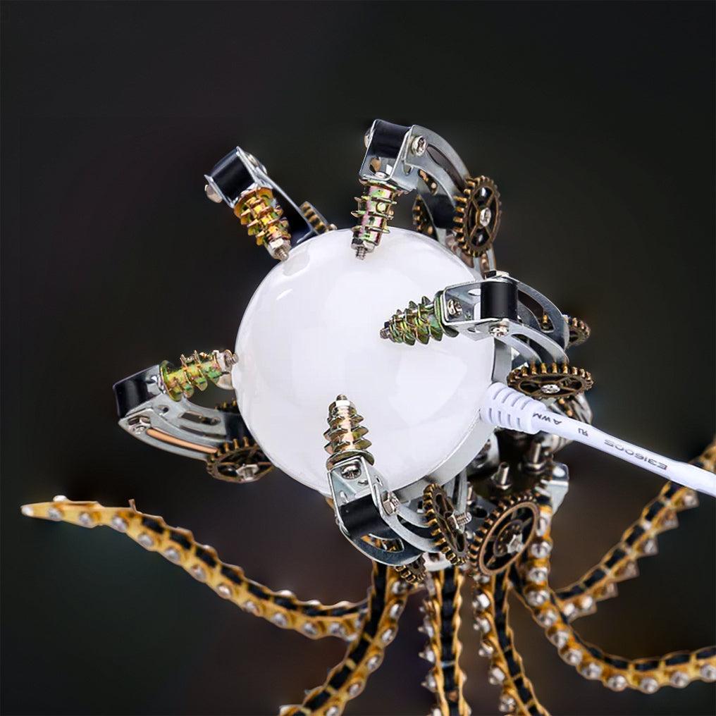 Desktrim™ | DIY 3D Metal Steampunk Galaxy Craft Puzzle Mechanical Octopus with Desk Lamp Model-1060PCS