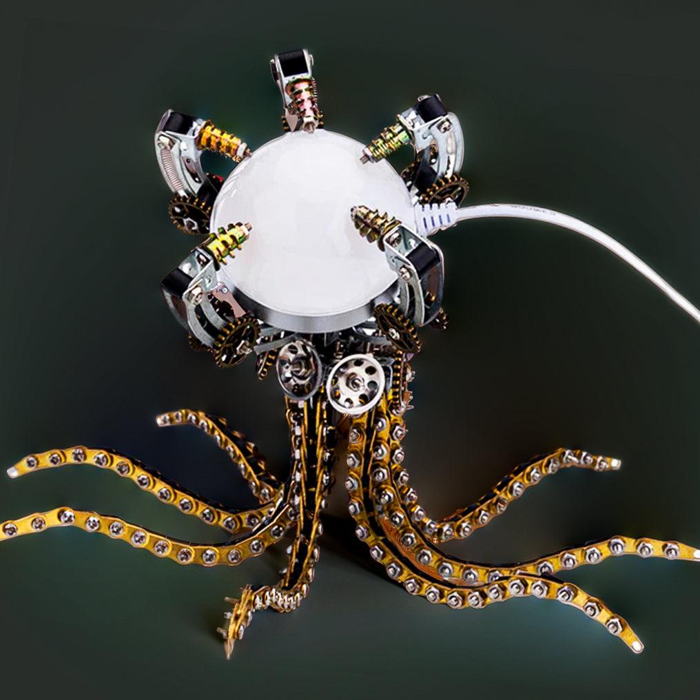 Desktrim™ | DIY 3D Metal Steampunk Galaxy Craft Puzzle Mechanical Octopus with Desk Lamp Model-1060PCS