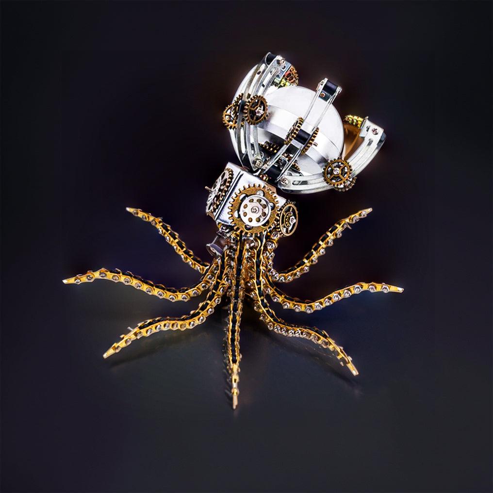 Desktrim™ | DIY 3D Metal Steampunk Galaxy Craft Puzzle Mechanical Octopus with Desk Lamp Model-1060PCS