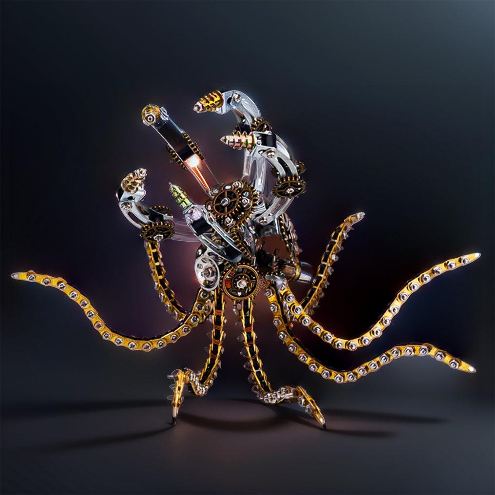 Desktrim™ | DIY 3D Metal Steampunk Galaxy Craft Puzzle Mechanical Octopus with Desk Lamp Model-1060PCS