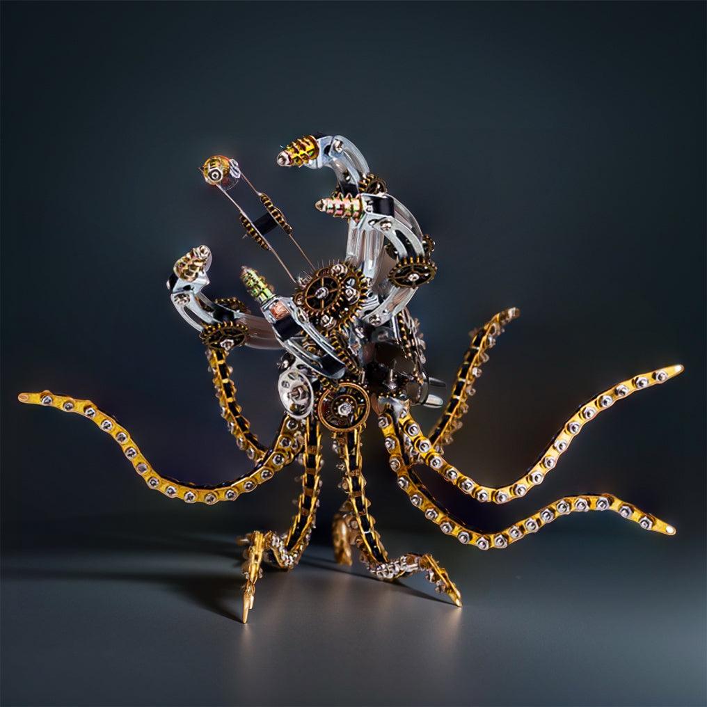 Desktrim™ | DIY 3D Metal Steampunk Galaxy Craft Puzzle Mechanical Octopus with Desk Lamp Model-1060PCS