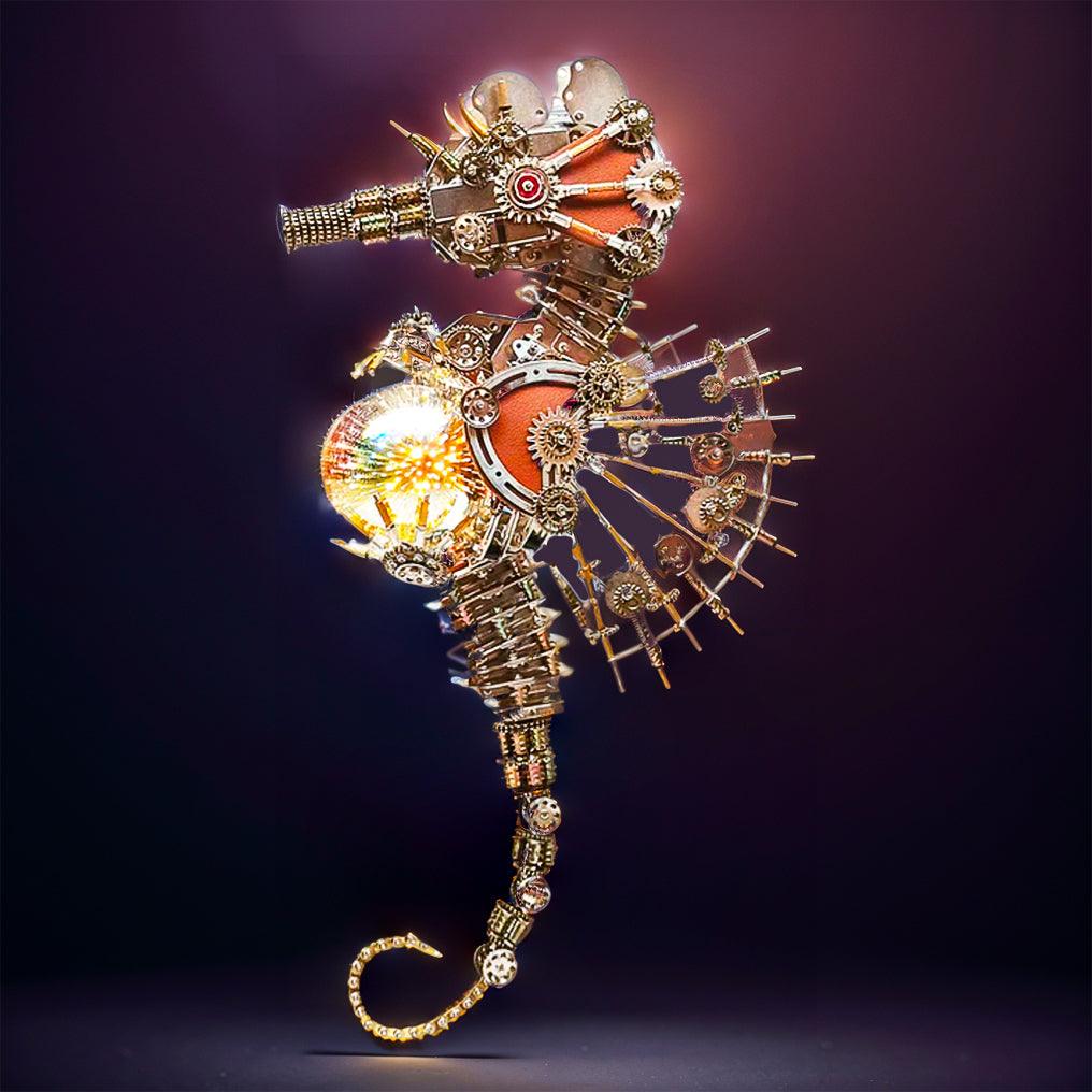 Desktrim™ | DIY 3D Metal Steampunk Mechanical Seahorse Puzzle with Lamp Model-2100PCS