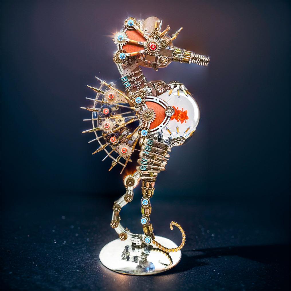 Desktrim™ | DIY 3D Metal Steampunk Mechanical Seahorse Puzzle with Lamp Model-2100PCS