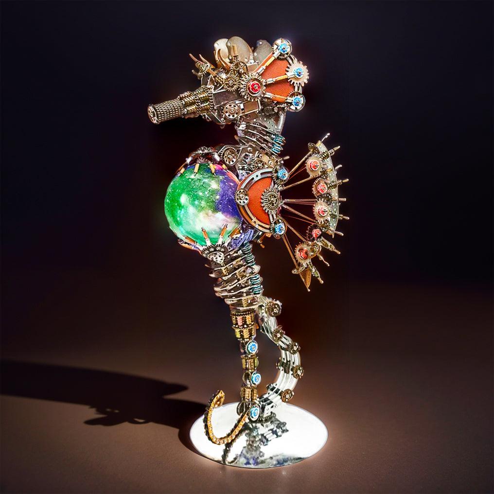 Desktrim™ | DIY 3D Metal Steampunk Mechanical Seahorse Puzzle with Lamp Model-2100PCS