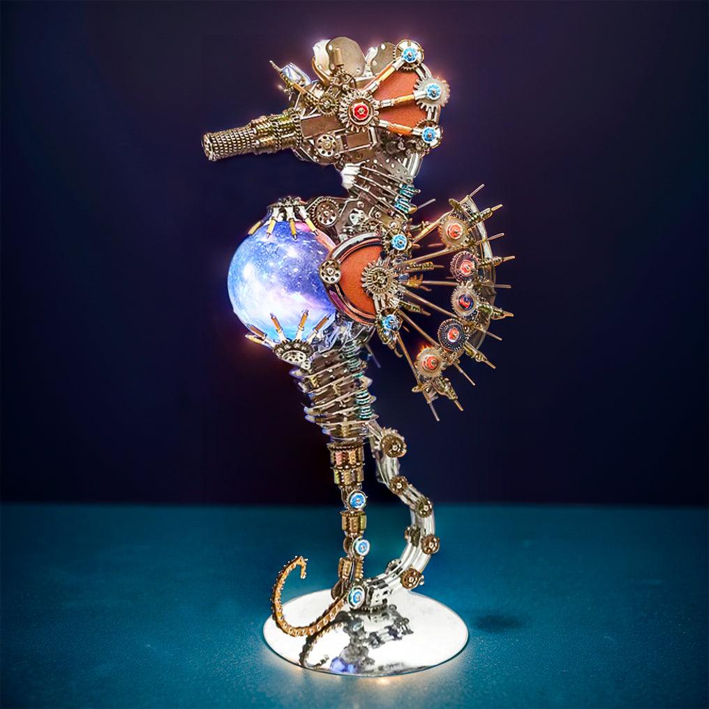 Desktrim™ | DIY 3D Metal Steampunk Mechanical Seahorse Puzzle with Lamp Model-2100PCS