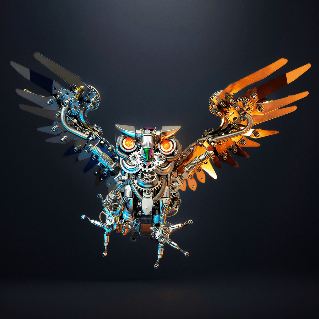 Desktrim | 3D Nocturnal Owl DIY Steampunk Metal Assembly Animal Model