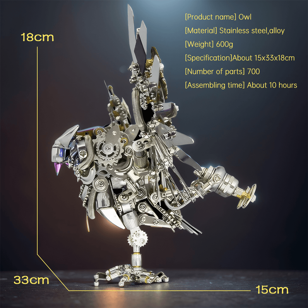 Desktrim | 3D Nocturnal Owl DIY Steampunk Metal Assembly Animal Model
