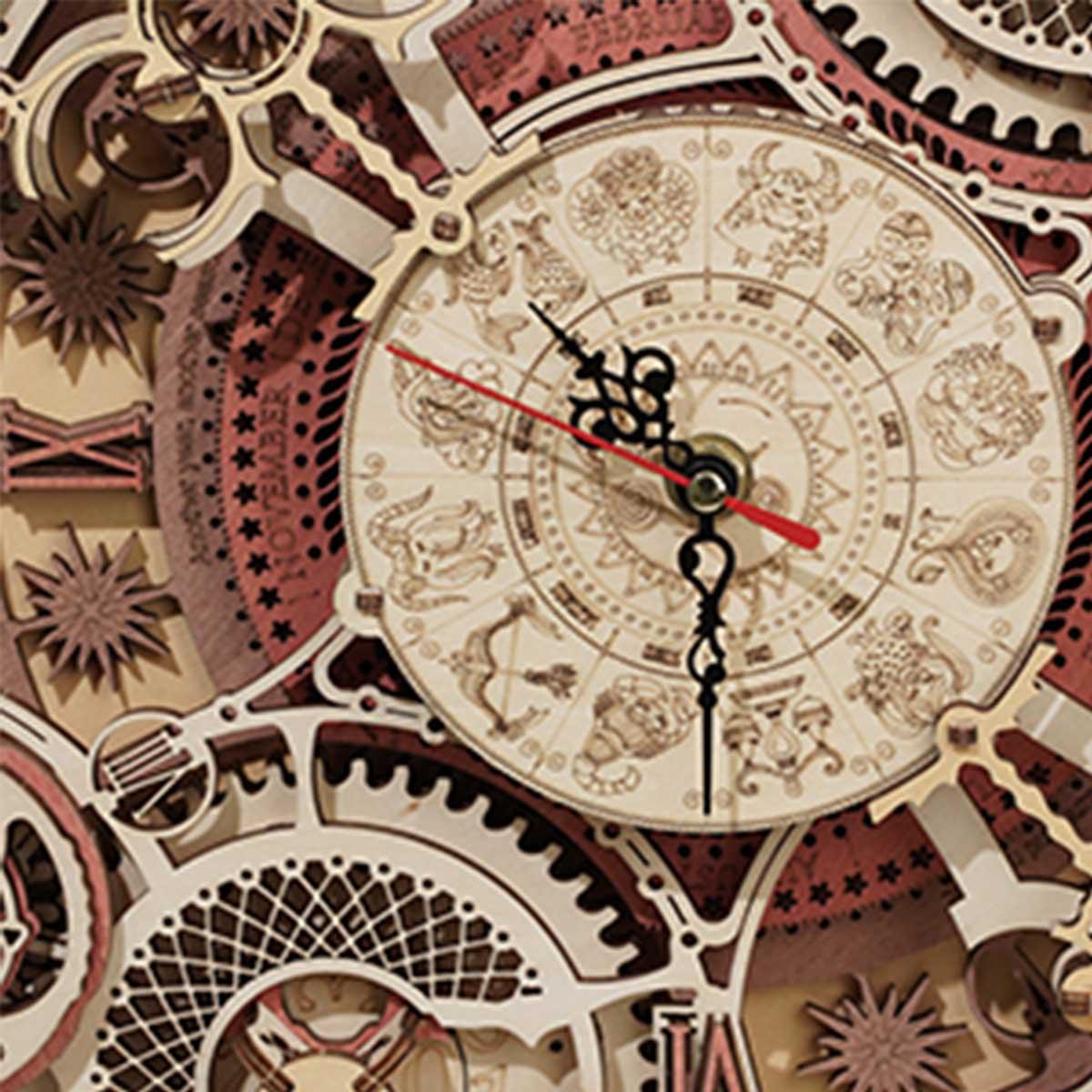 Desktrim™ | Enchanted Zodiac Wall Clock Time Keeper -  3D Wooden Model kit