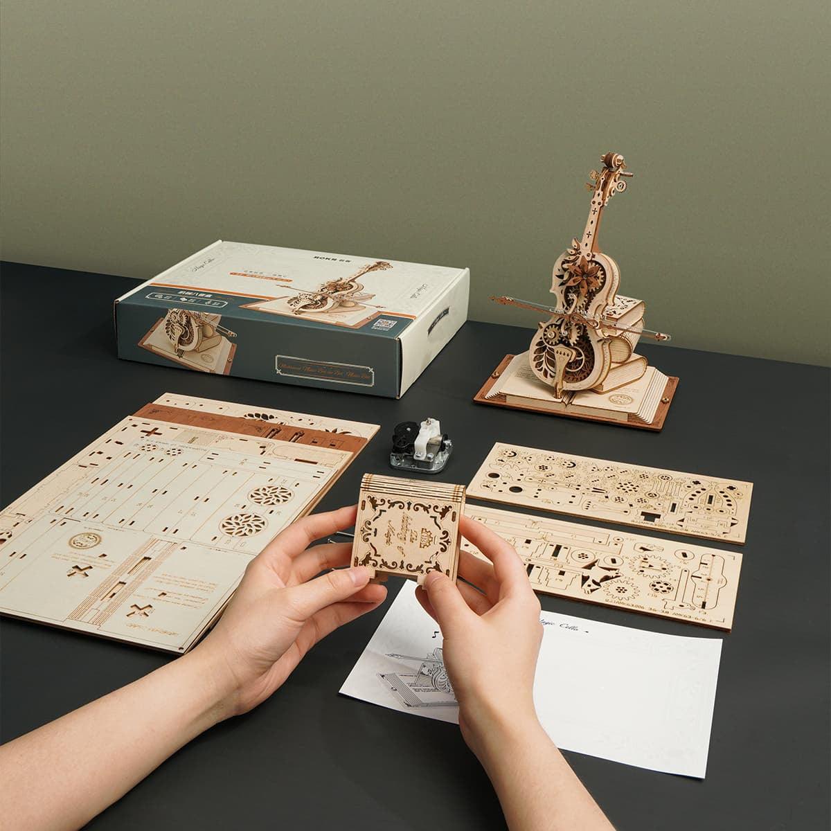Desktrim™ | Magic Cello Mechanical Music Box 3D Wooden Puzzle