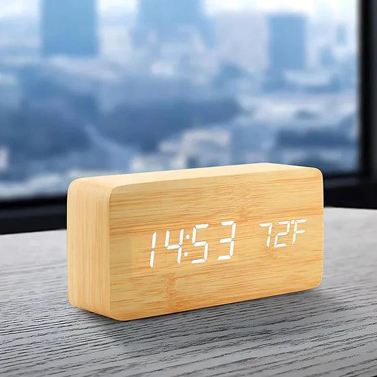 Desktrim™ | NatureSense Wooden LED Alarm Clock
