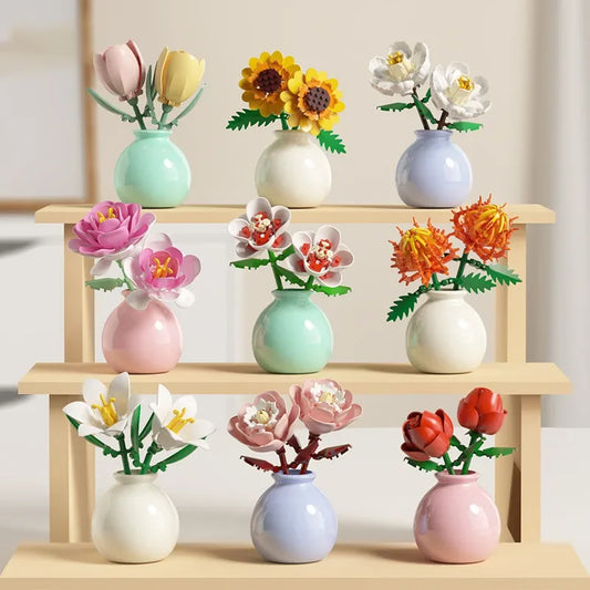 Desktrim™ | Building Block Flowers Rose Tulip Lily Peony DIY Botanical Set