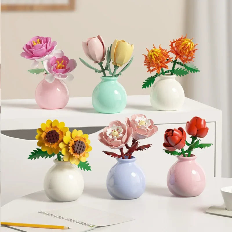 Desktrim™ | Building Block Flowers Rose Tulip Lily Peony DIY Botanical Set