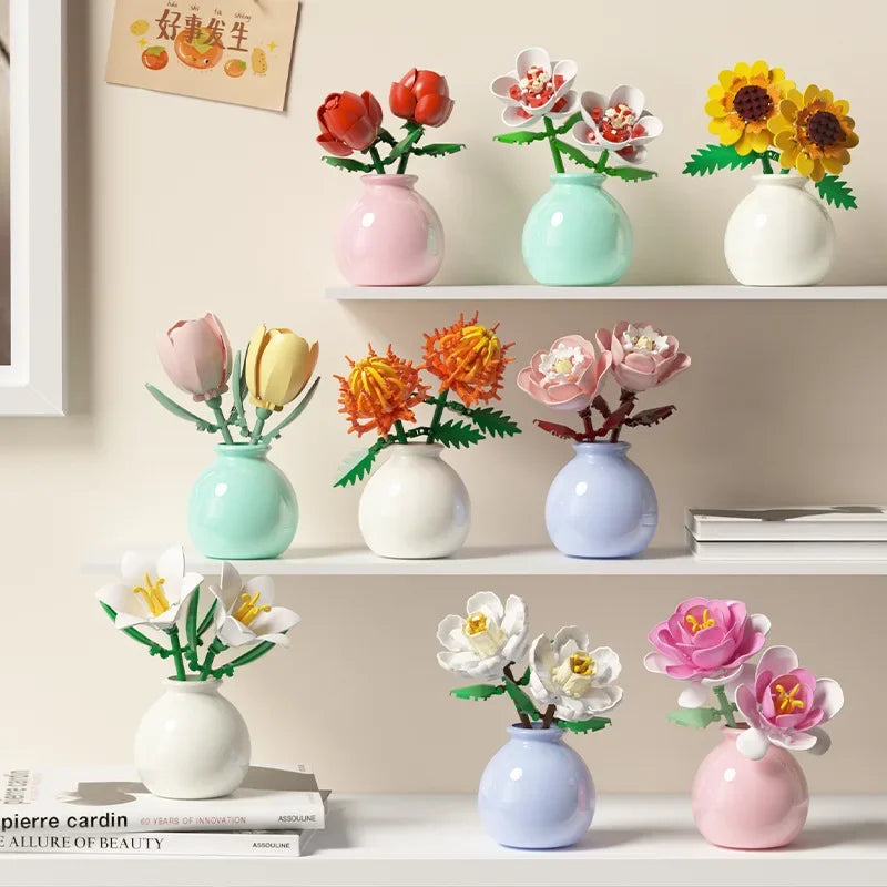 Desktrim™ | Building Block Flowers Rose Tulip Lily Peony DIY Botanical Set