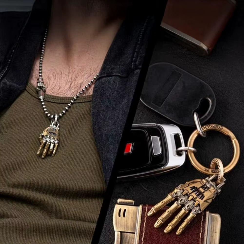Desktrim™ | Cybernetic Hand Pendant - Articulated Steampunk Jewelry with Movable Joints