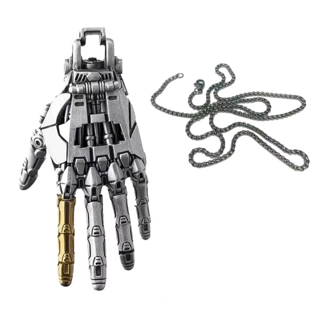 Desktrim™ | Cybernetic Hand Pendant - Articulated Steampunk Jewelry with Movable Joints