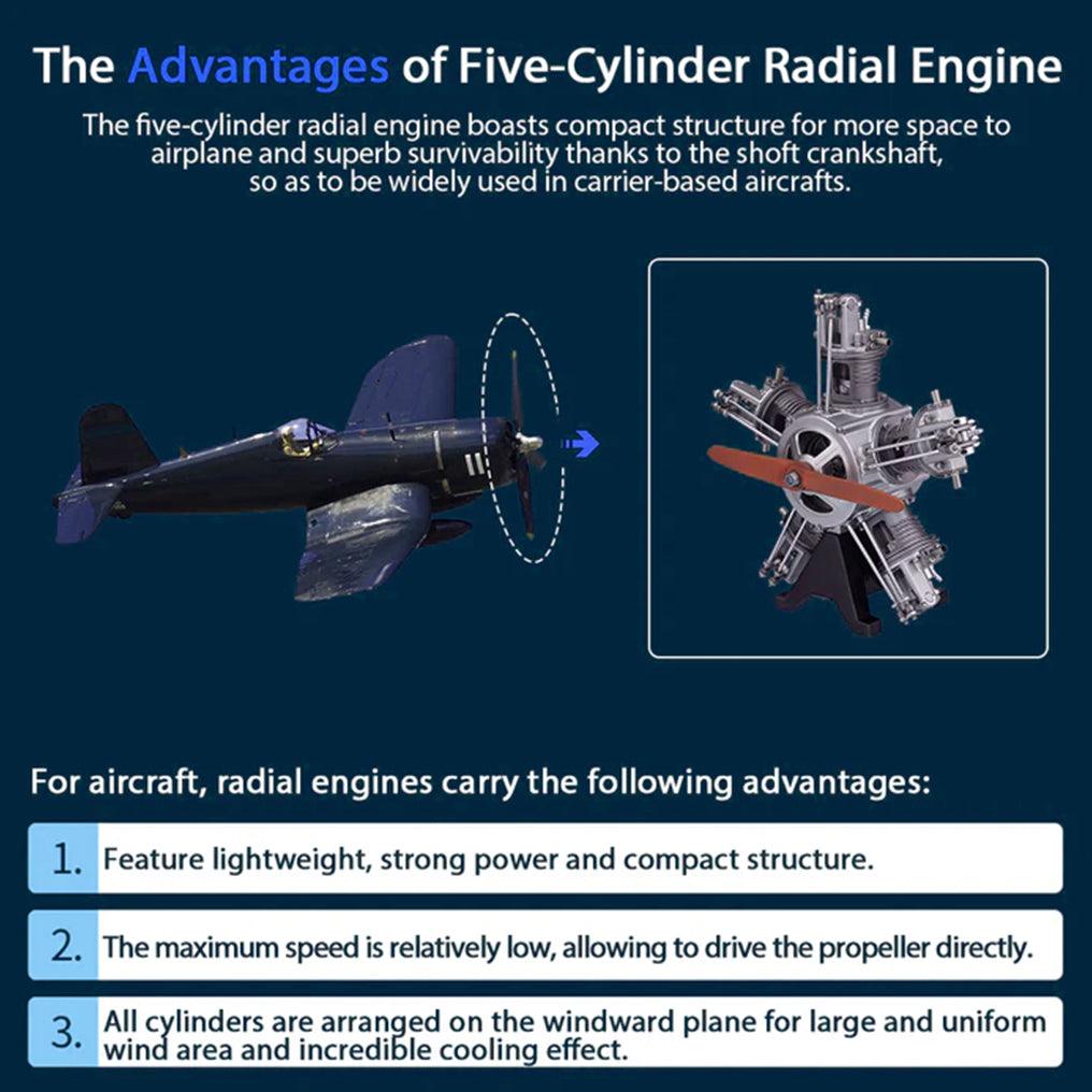 Desktrim™ | DIY 1/6 Full Metal 5 Cylinder Radial Engine Model Kit