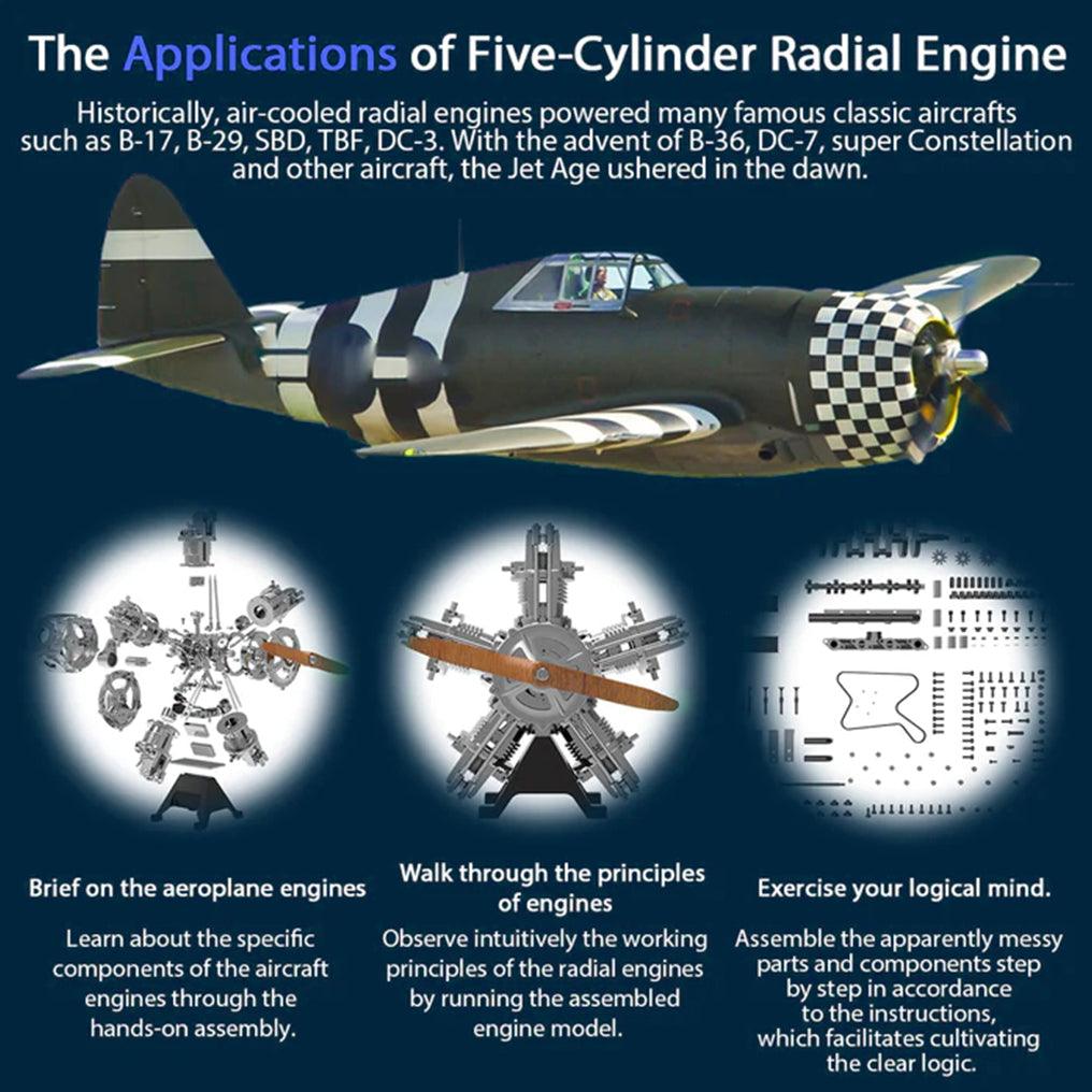 Desktrim™ | DIY 1/6 Full Metal 5 Cylinder Radial Engine Model Kit