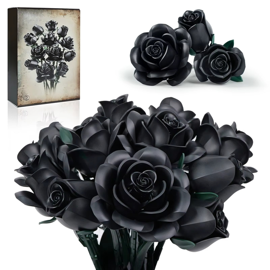 Desktrim™ | Eternal Black Rose Bouquet Building Blocks