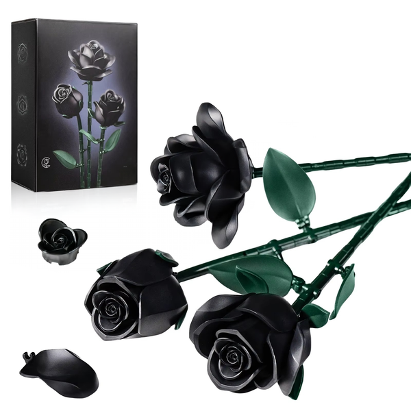 Desktrim™ | Eternal Black Rose Bouquet Building Blocks