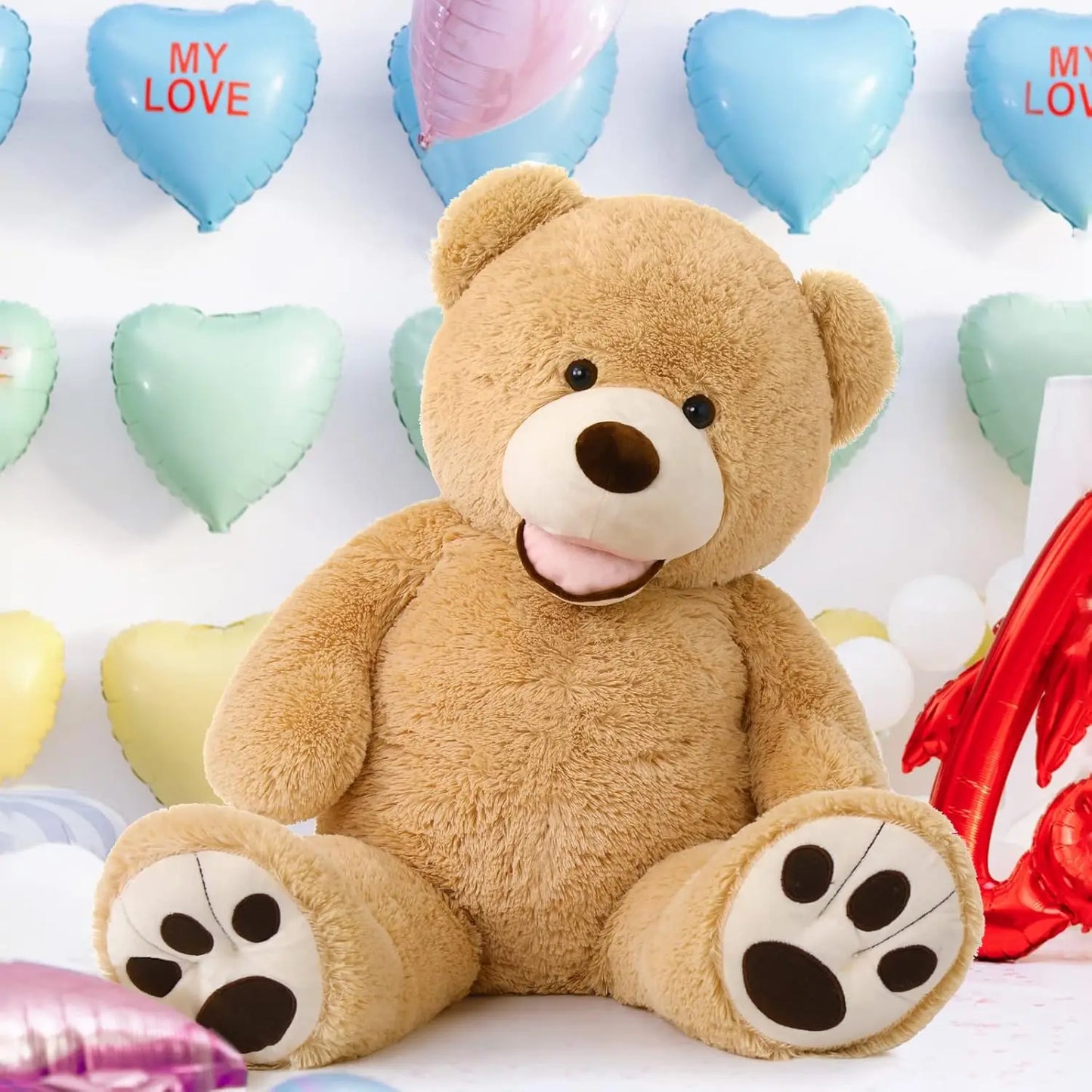 Giant Teddy Bear 4 Feet Big Footprints Plush Stuffed Animals Life Size Large Teddy for Girlfriend Wife Children