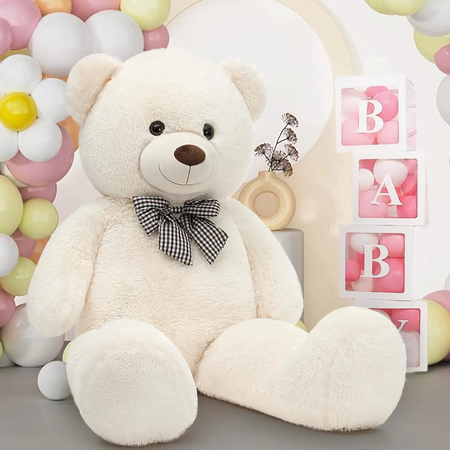 Giant Teddy Bear 4 Feet Big Footprints Plush Stuffed Animals Life Size Large Teddy for Girlfriend Wife Children