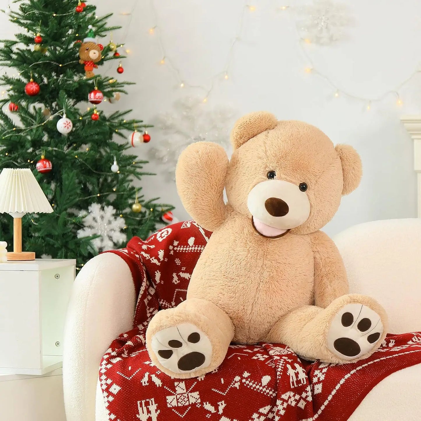 Giant Teddy Bear 4 Feet Big Footprints Plush Stuffed Animals Life Size Large Teddy for Girlfriend Wife Children
