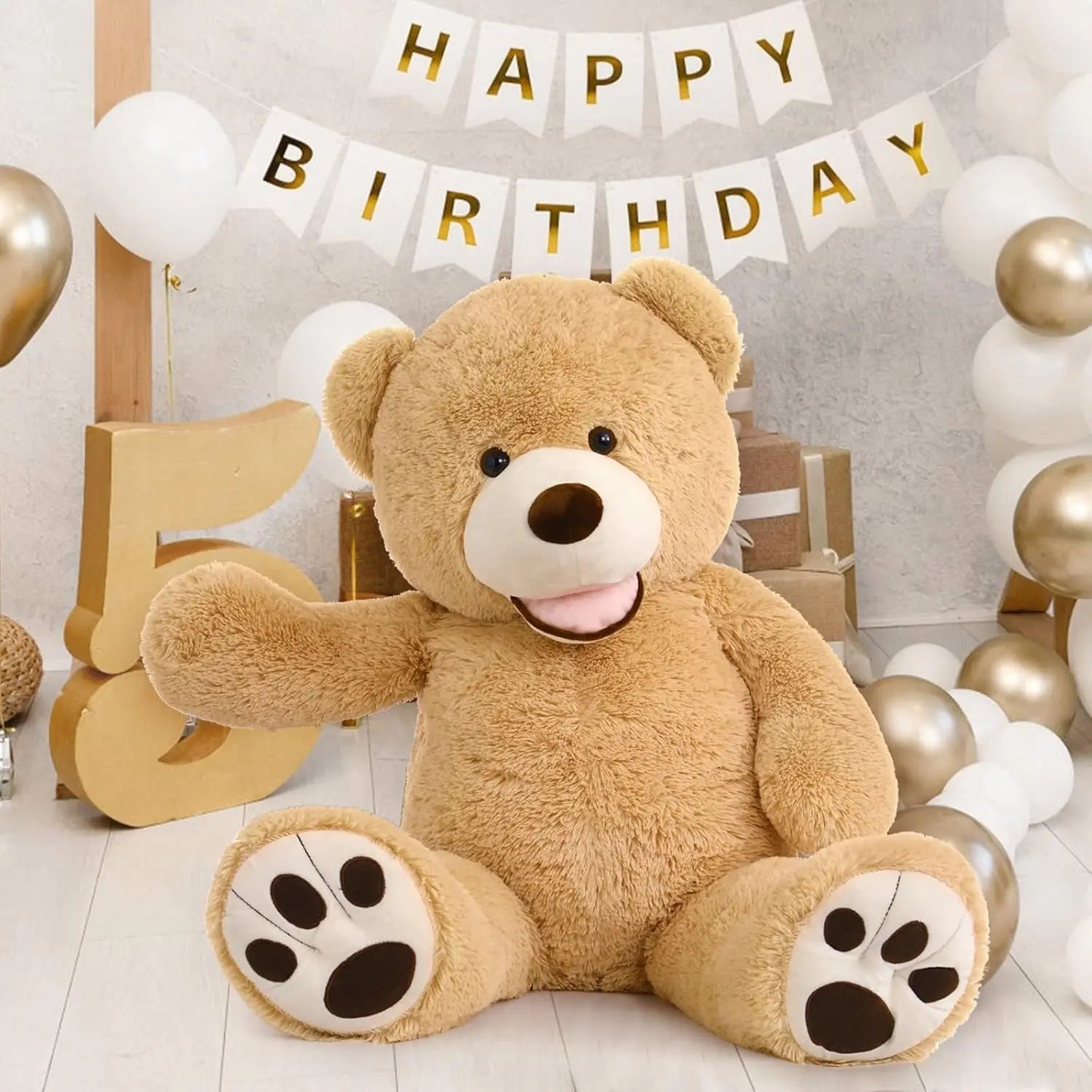 Giant Teddy Bear 4 Feet Big Footprints Plush Stuffed Animals Life Size Large Teddy for Girlfriend Wife Children