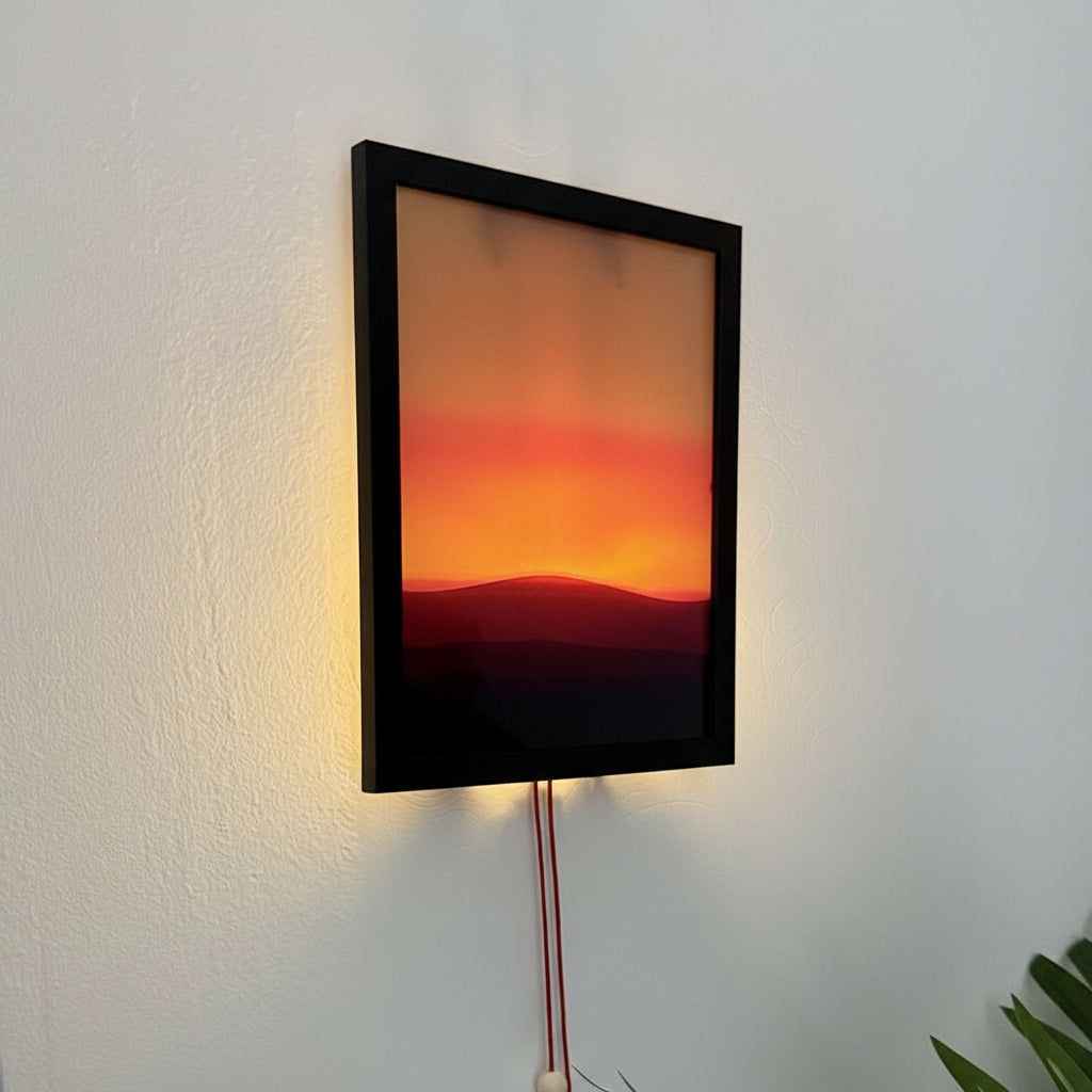 Kinetic Sunrise Sunset Hand Pulled Wall Lamp - Adjustable Dual Rope Night Light - Bedroom Decorative Lighting