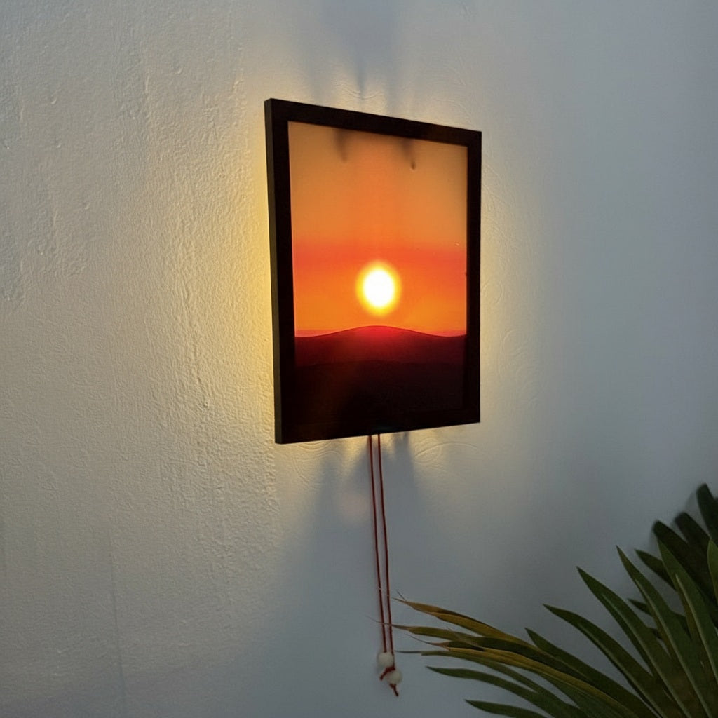 Kinetic Sunrise Sunset Hand Pulled Wall Lamp - Adjustable Dual Rope Night Light - Bedroom Decorative Lighting